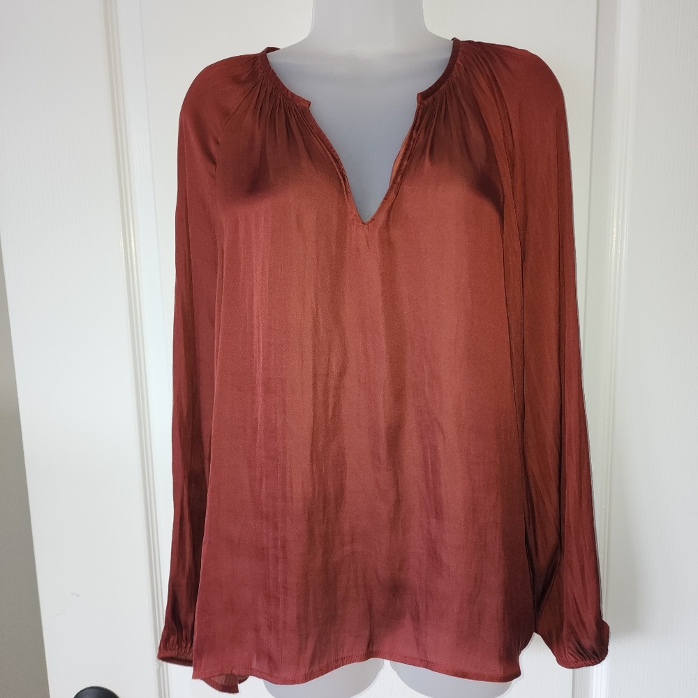 Satin peasant blouse